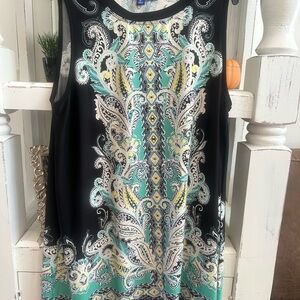 Black and Teal Paisley Dress